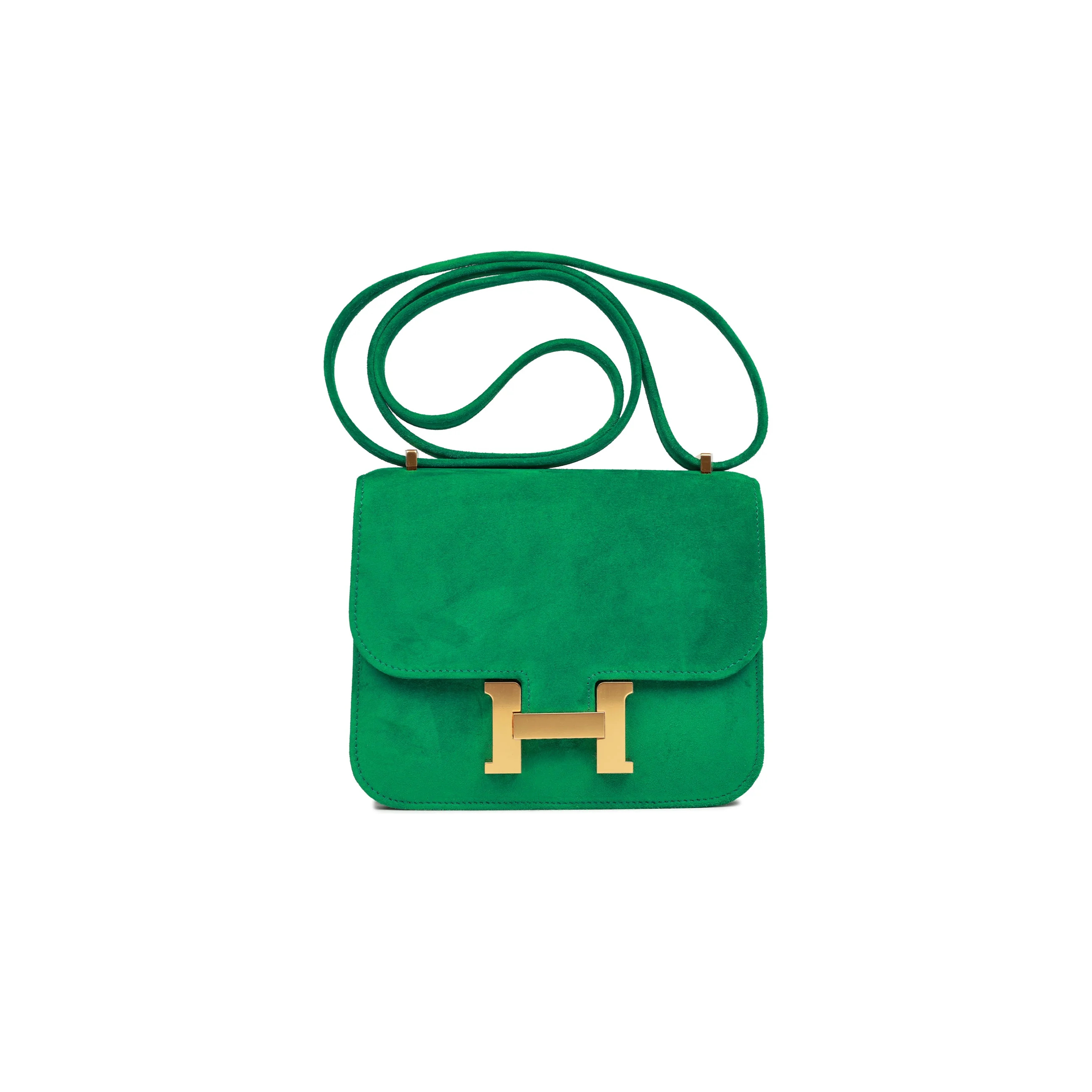 HERMES CONSTANCE 18 CACTUS DOBLIS SUEDE GOLD HARDWARE (18*15*4cm)